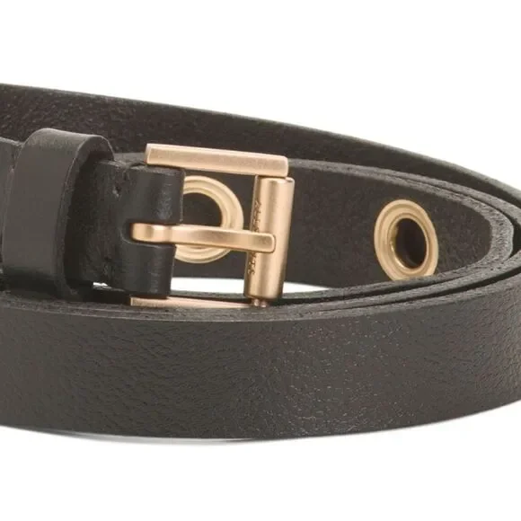 All Saints L Black Genuine Leather Gold Tone Belt W096XD-6405-1 main image 4